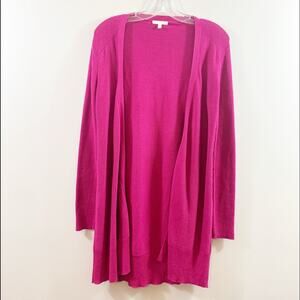 Eileen Fisher Magenta Organic Cotton Knit Open Draped Cardigan
